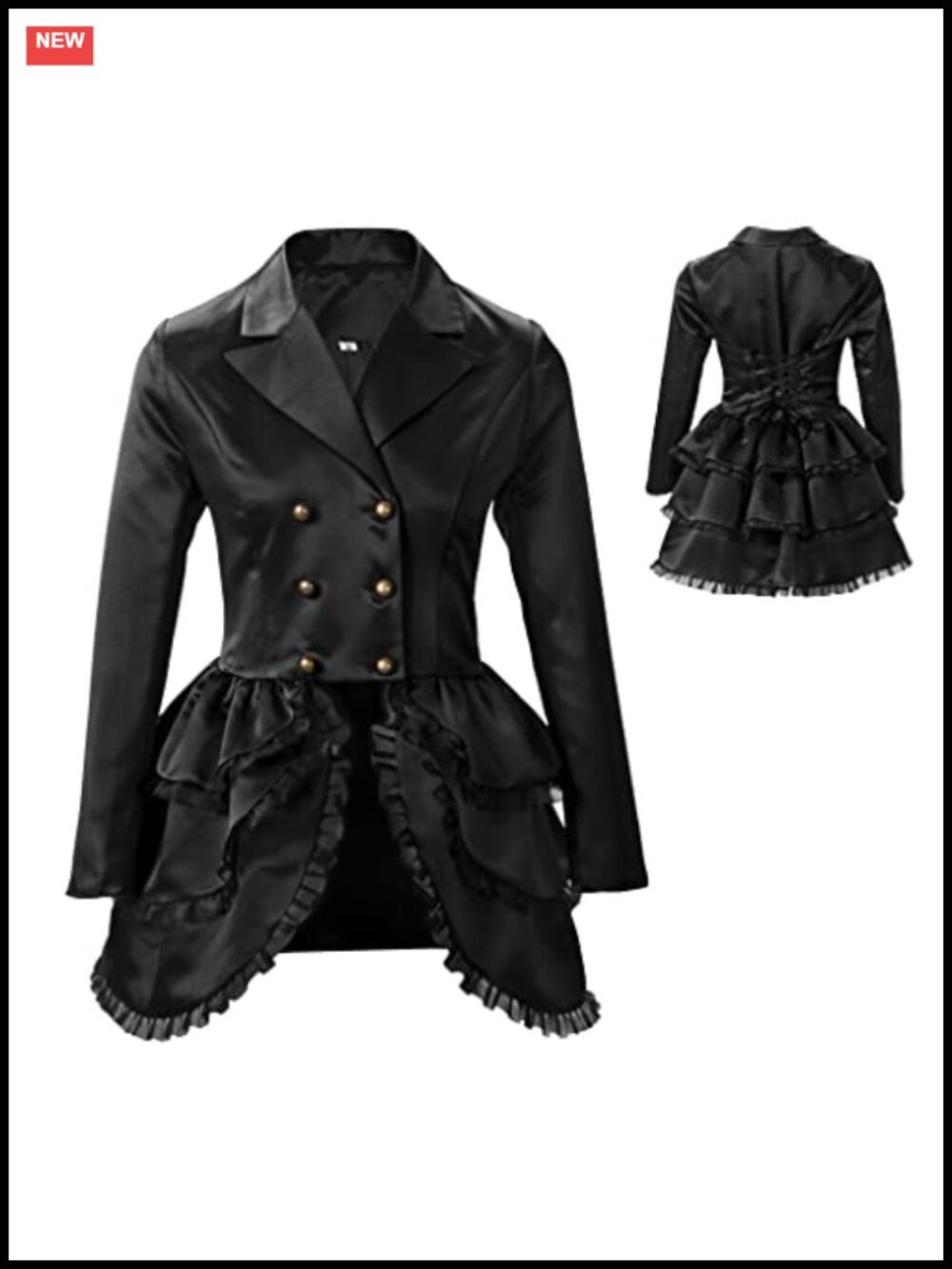 Victorian Steampunk Tuxedo Jacket Layered Dress Coat Gothic Halloween Costume